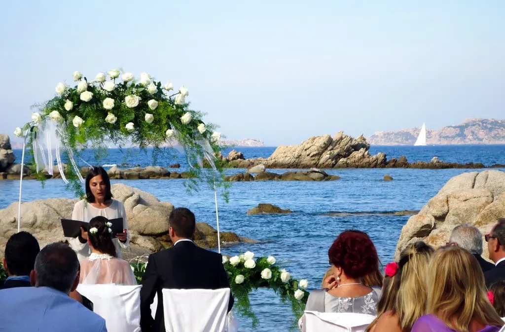 Sicily and Sardinia Wedding ceremony by the sea on the Emerald Coast in Sardinia